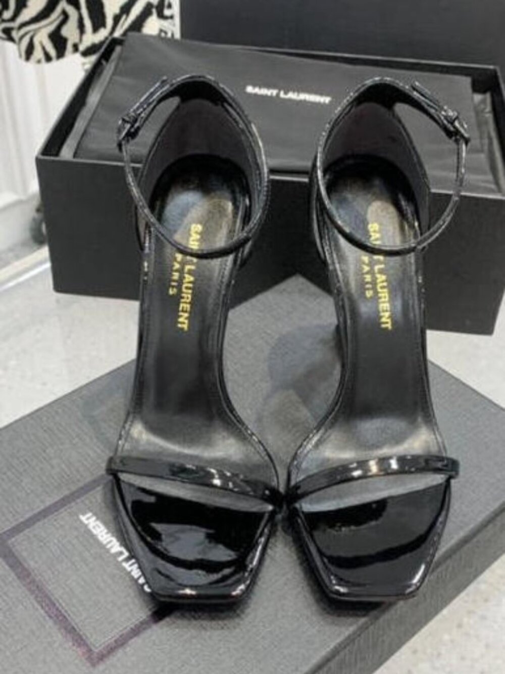 Saint Laurent Black & Gold Women's Heels - Size 38, With Original Box - Picture 3 of 5